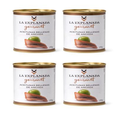 4 x 350g Manzanilla Green Olives Stuffed with Anchovy Paste