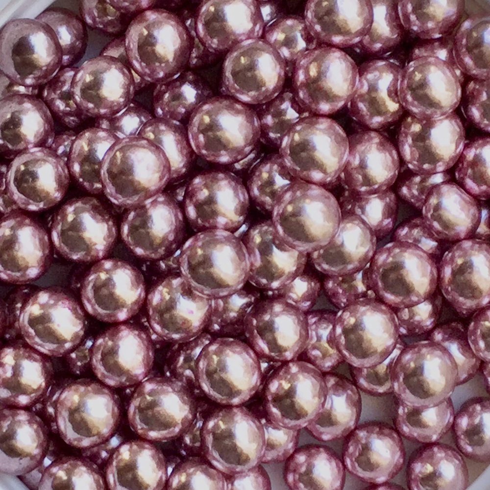 Pearlised Metallic Pink / Rose Pearls Balls 6mm, Edible Sugar Cake Sprinkles Decoration (100g)