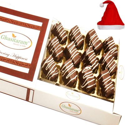 Ghasitaram Gifts Christmas Gifts - Chocolate Rectangle Cashew Bites in White Box