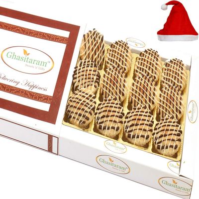 Ghasitaram Gifts Christmas Gifts - Baked Almond Anjeer Chocolate Biscuits in White Box