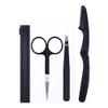 3PCS Eyebrow Grooming Set Stainless Steel Tweezers Scissors Razor Kit With Matte Finish Eyebrow Shaping Kit Trimming Tools For Men And Female(Black) view 1