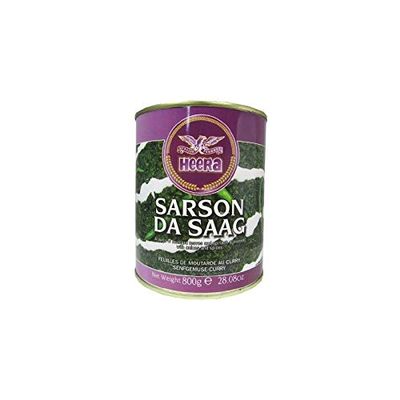 Heera Sarsan Da Saag (Mustard Leaves & Spinach Seasoned with Onions and Spices) - 450g - (Pack of 4)
