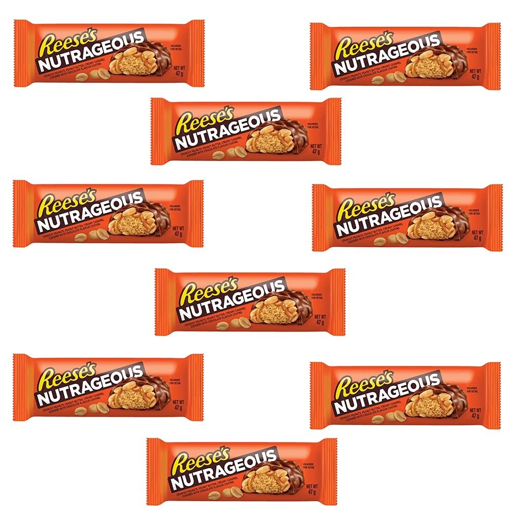 Reese's NUTRAGEOUS NUTCHOCOLATE Bars Full Box 9 x 47g Original Fresh Stock
