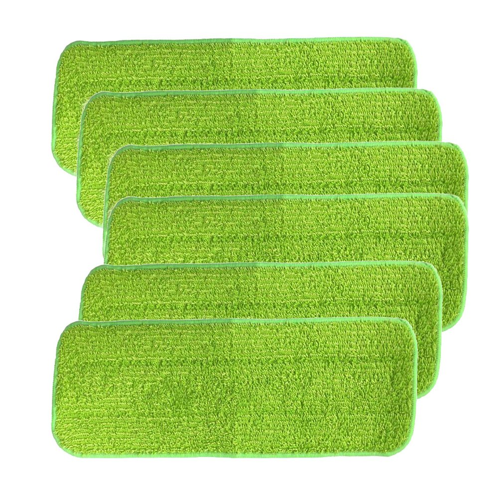 sky-w Microfiber Cleaning Replacement Mop Pads, Suitable for Spray Mop and Terrace Mop. (Green, Pack of 6)