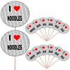 AK Giftshop I Love Noodles - Party Food - Cake Cupcakes - Picks Sticks - Food Flags - Stand Up Decorations Toppers (14 Pack)