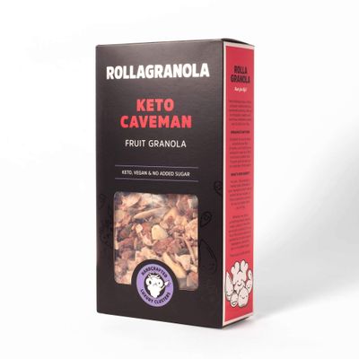 Rollagranola: Keto Caveman Fruit Granola | Paleo & Keto Granola | Gluten & Cereal Free | No Added Sugar | Keto Diet | Ideal for Diabetics | Handcrafted in The UK | 300g Pack