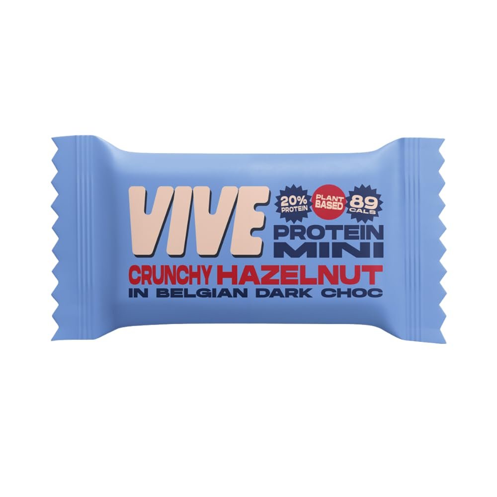 Vive Dark Chocolate Coated Hazelnut Flavour Protein Bites - Vegan - High Fibre Protein Mini Bars - Pack of 6