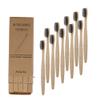 Bamboo Toothbrushes, Charcoal Bamboo Toothbrushes Medium to Soft Fibre Bristle Biodegradable Family Pack of 10, Eco Friendly BPA Free Natural Wooden Handle Toothbrush for Adults/Children view 1