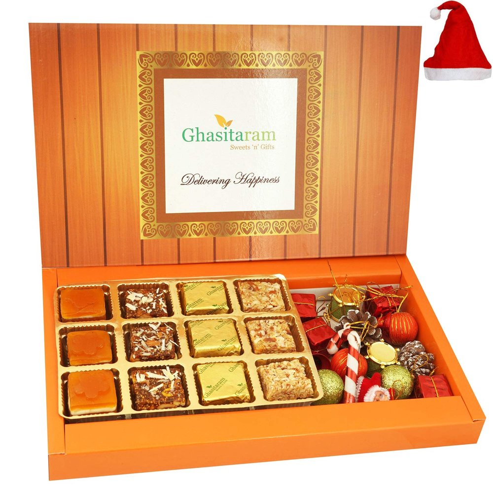 Ghasitaram Gifts Christmas Gifts Assorted Bites with Christmas Decor