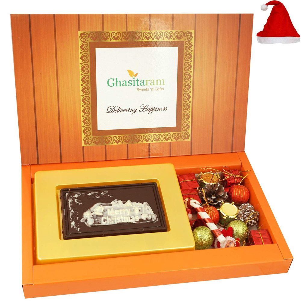 Ghasitaram Gifts Christmas Gifts Christmas Chocolate Bar with Christmas Decor