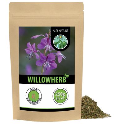 Alpi Nature Willow Herb Tea 250g 8.8 oz, Dried and Cut Willow with Small Flowers, Fireweed Herb