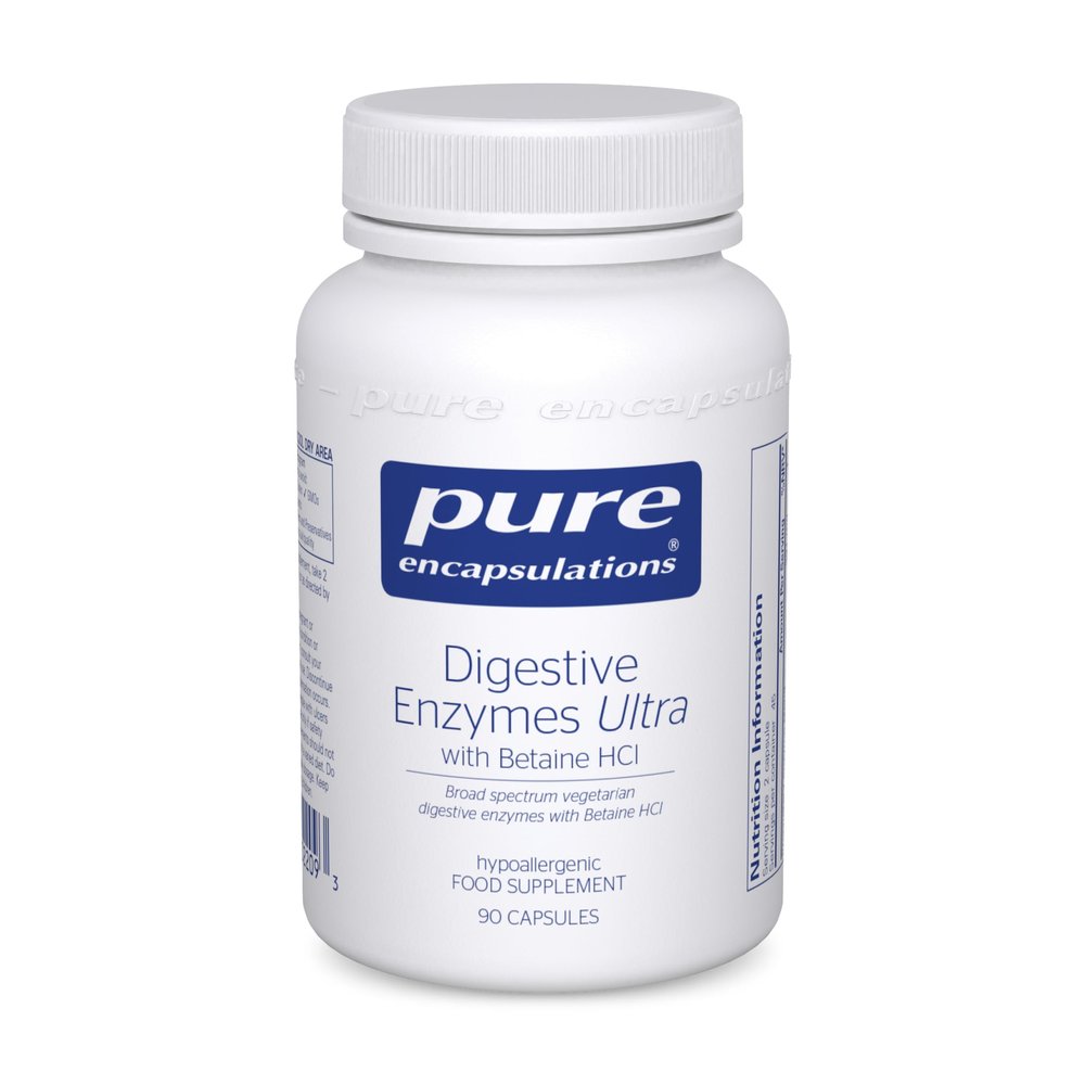 Pure Encapsulations Digestive Enzymes Ultra with Betaine HCl - Vegetarian Digestive Enzymes - Lactose, Protein & Fat Digestion - 90 Capsules