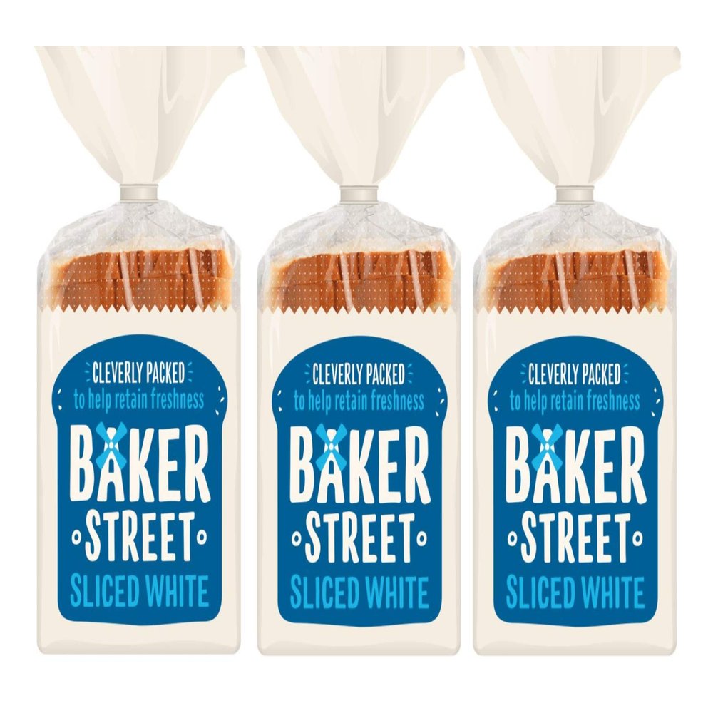 Baker Street White Sliced Bread 550g Pack of 3