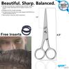 YNR Beard Scissors 4.5 Inch Moustache Scissors Ear and Nose Hair Trimming Scissors, Safety Use for Eyebrows, Eyelashes, and Ear Hair Professional Stainless Steel with Pouch view 3