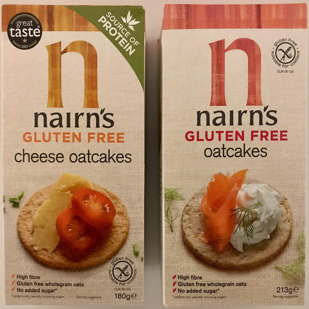 Nairn's Gluten Free Oatcakes 2 Pack Bundle - 2 Flavours - Original Oatcakes (213g) and Cheese Oatcakes (180g)