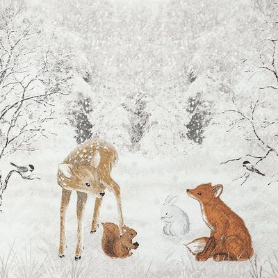 20 serviettes peaceful forest as table decoration for lovers of animals in winter 33 x 33 cm