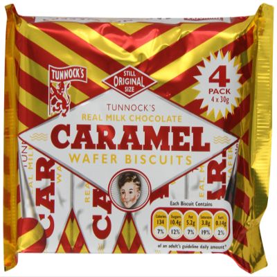 Tunnock's Real Milk Chocolate Caramel Wafer Biscuits 120 g (4 x 30g)