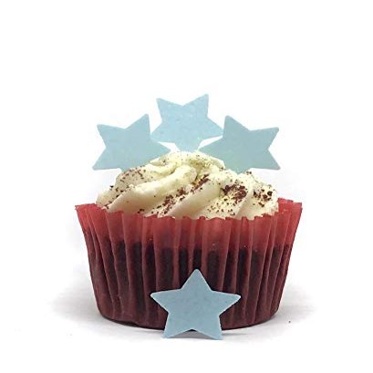 100 Precut Pale Blue Edible Wafer Paper Stars Cake Toppers - Perfect for Weddings and Valentines Day or Table Sprinkles