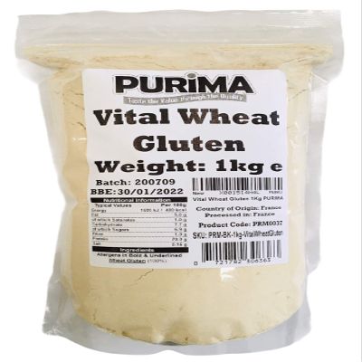 Vital Wheat Gluten 1kg - Flour for Making Seitan - Vegan Meat Substitute - Seitan Flour Powder Baking Bread Bulk PURIMA - 1 kg