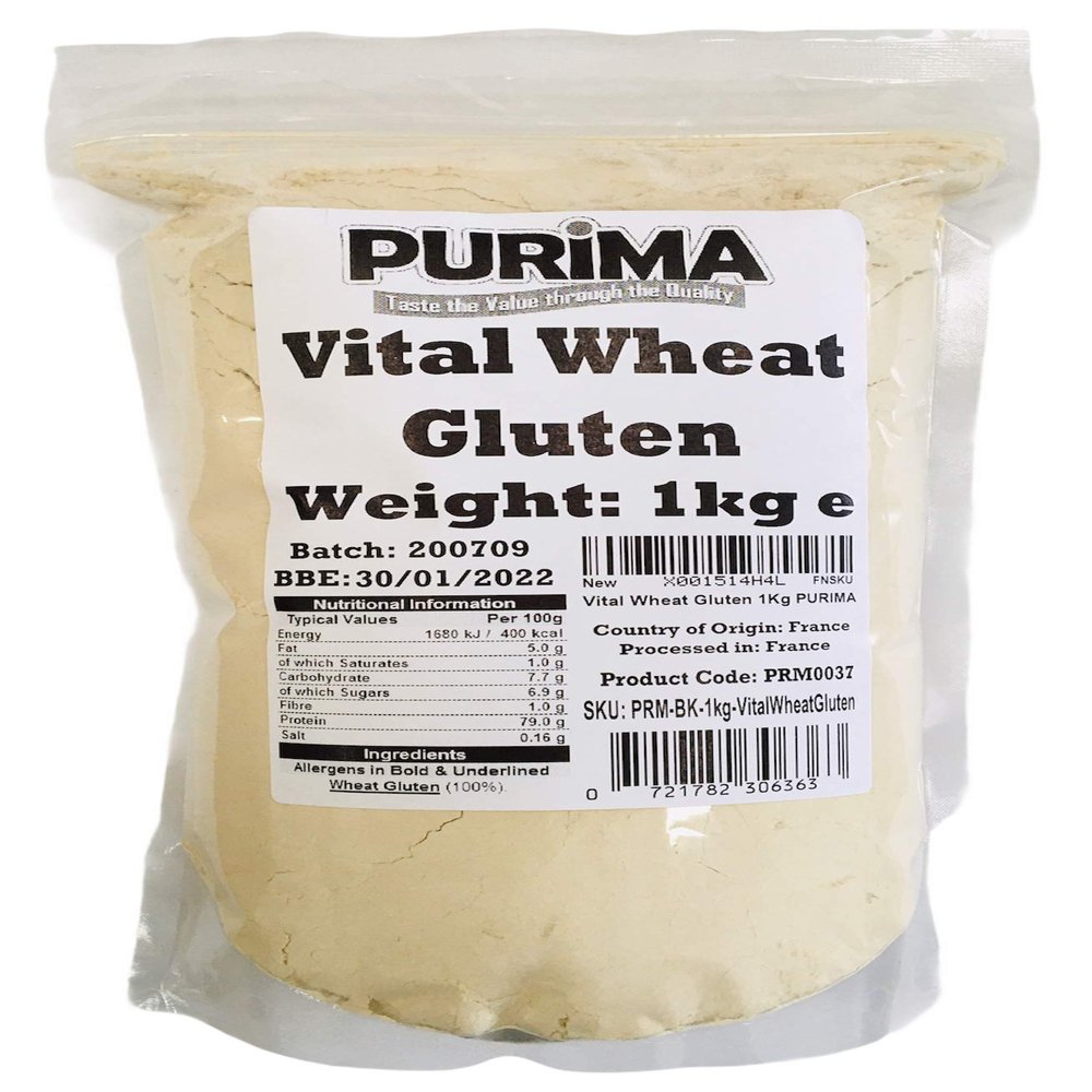 Vital Wheat Gluten 1kg - Flour for Making Seitan - Vegan Meat Substitute - Seitan Flour Powder Baking Bread Bulk PURIMA - 1 kg