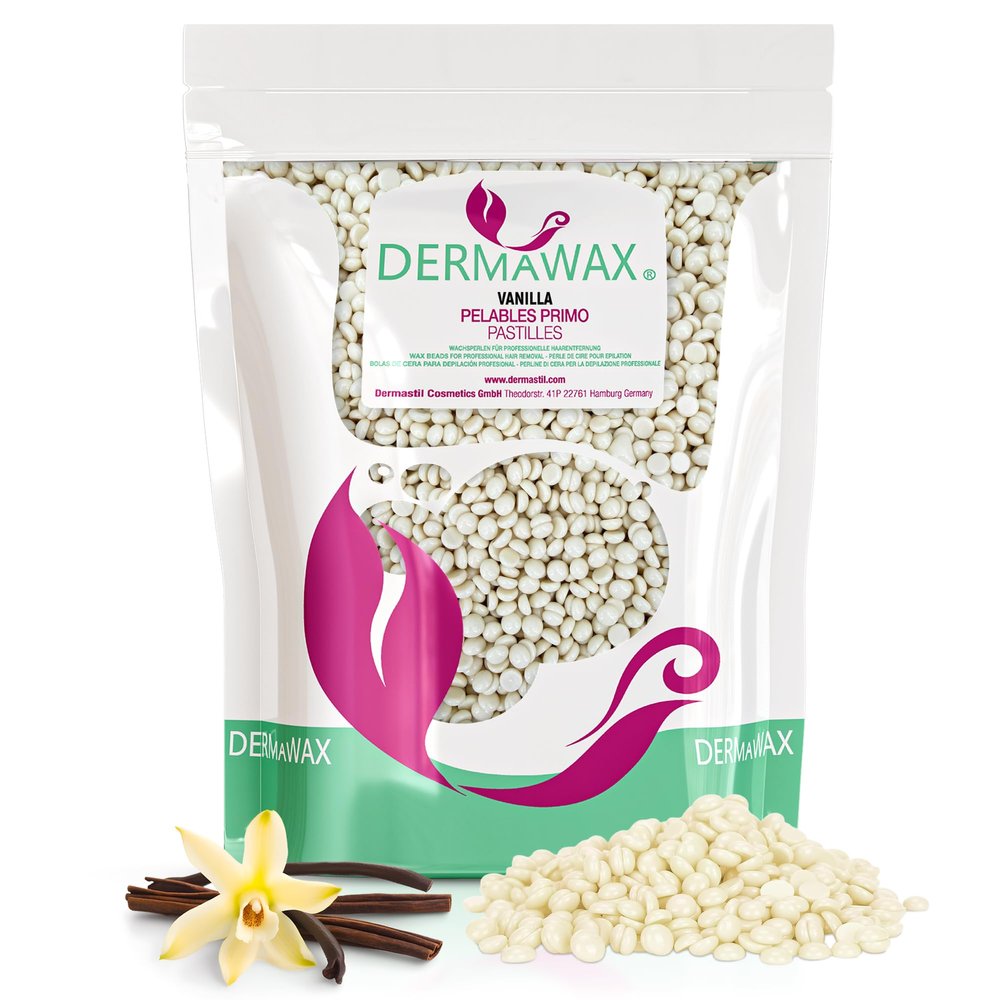 Dermawax Professional Hard Wax Beads- Full Body Stripless Depilatory Waxing Film Wax Less Pain Formula Hair Removal of Face Legs Armpit Bikini Line (1 kg (Pack of 1), Vanilla)