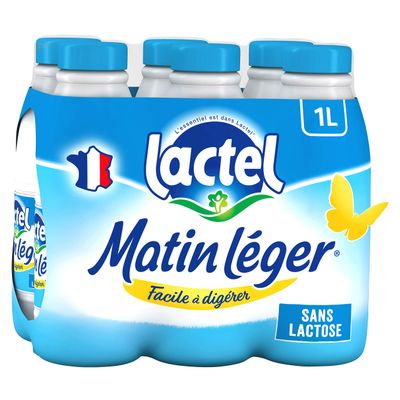 Lait Lactel Matin Lger Demi-crm 1L (Pack de 6)