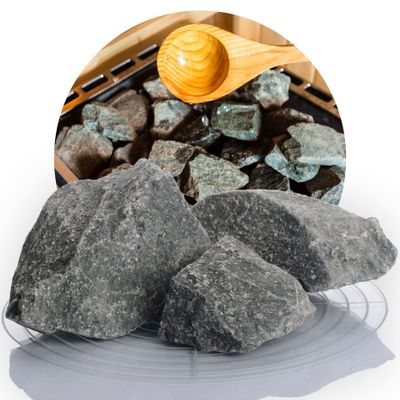 German Diabas Sauna Stones 10 kg 5-8 cm, 5-11 cm or 8-12 cm, High-Quality Infusion Stones for The Sauna Stove Pre-Washed
