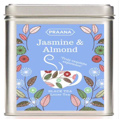 PRAANA TEA - Black Tea with Jasmine Buds and Almond - Gift Tin - 100g