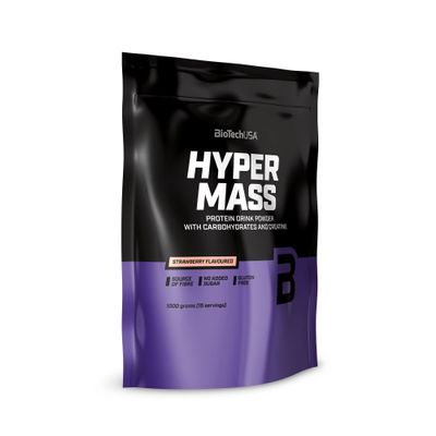BioTechUSA Hyper Mass - Mass Gainer with Carbs & Protein Blend | Micronised Creatine | Gluten-Free, 1 kg, Strawberry