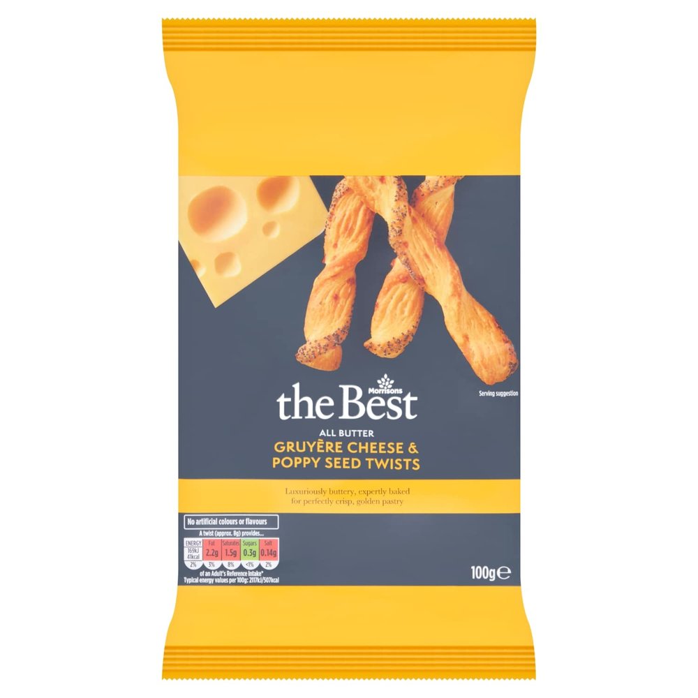 Morrisons Gruyre Cheese & Poppy Seed Twists, 100g
