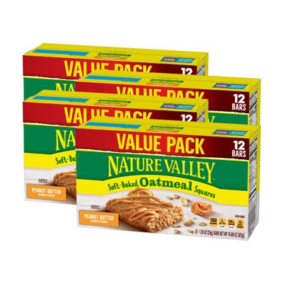 Nature Valley Soft-Baked Oatmeal Squares Peanut Butter, 4 Count (Pack of 4)