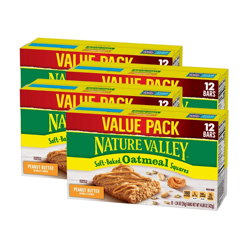 Nature Valley Soft-Baked Oatmeal Squares Peanut Butter, 4 Count (Pack of 4)