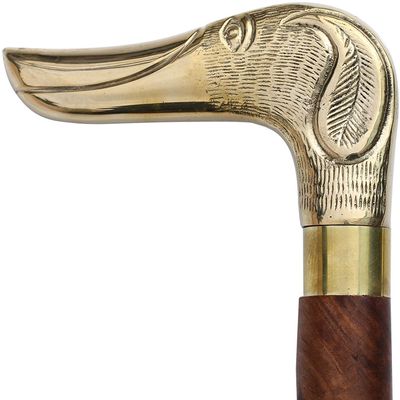 Nautical Duck Polished Brass Handle Vintage Wooden Walking Stick