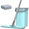 MU Cleanup Complete Wash and Dry Flat Mop and Bucket Cleaning System. Revolutionary Labour Saving Mop for All Floors,Blue view 1