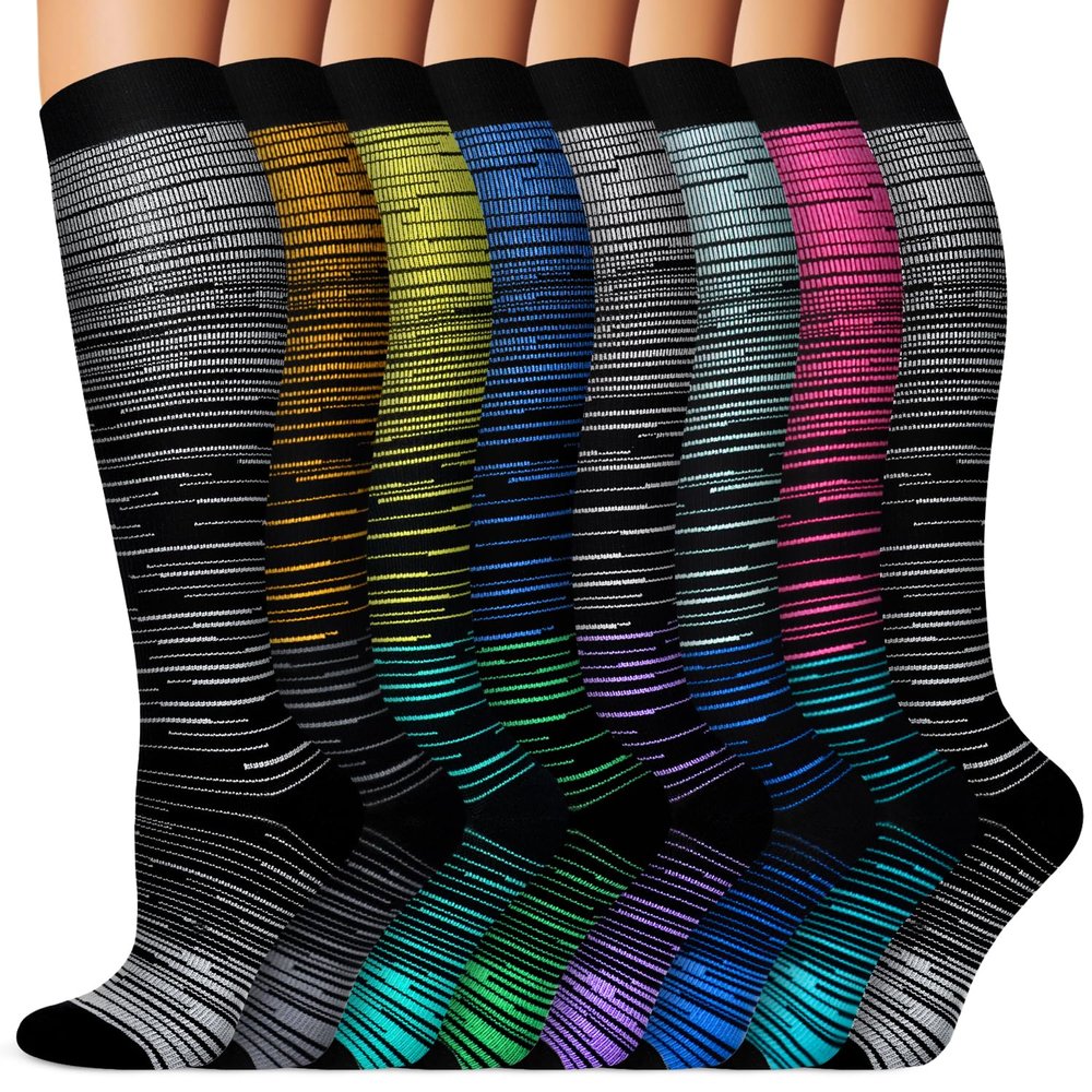 Copper Compression Socks 15-20 mmHg for Men & Women 8 Pairs Circulation Support for Nurses, Travel, Running, Hiking, Soccer,Gift,Pregnant, Nurses(S/M)