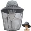 2 Pack Mosquito Head Net Hat Hats with Removable Veil Net Mesh Hiking Fishing Gardening Protect from Bee Mosquito for Women Men, Dark Gray view 2