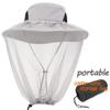2 Pack Mosquito Head Net Hat Hats with Removable Veil Net Mesh Hiking Fishing Gardening Protect from Bee Mosquito for Women Men, Gray view 4