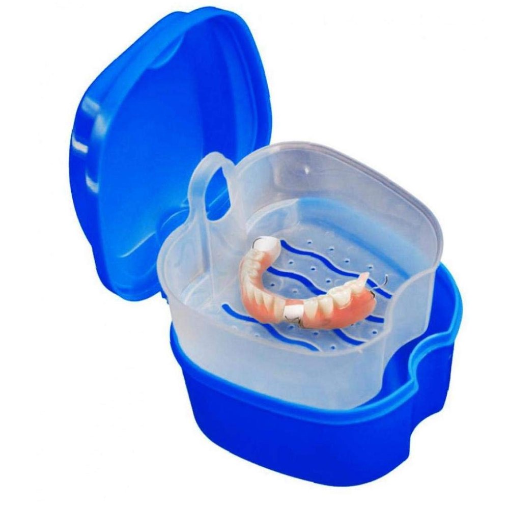CULER Denture Bath Box Cleaning Teeth Case Dental False Teeth Storage Box with Hanging Net Container Denture Boxs Container