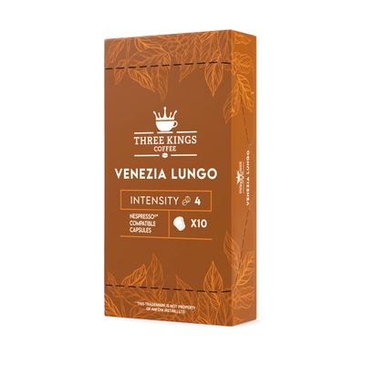 50 Nespresso Compatible Capsules Three Kings Coffee Sweet Coffee Pods for Nespresso Machines Sweet Nespresso Capsules Nespresso Sweet Pods Coffee Accessories - Venezia Lungo