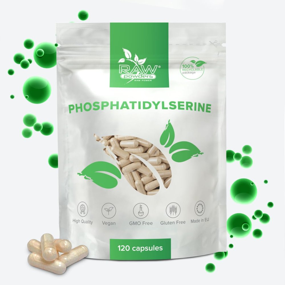 Phosphatidylserine 100mg, 120 Caps  Memory & Cognitive Support  Pure Ingredients, GMO & Gluten Free  GMP Certified Brain Health Supplement by Raw Powders