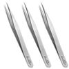 Beaditive High Precision Craft Tweezers 3 Pack - 4.7" Stainless Steel Needle Nose Set for Sewing, Beading & DIY Crafts - Non-Serrated Jewelry Tweezer with Fine Point Tips view 1