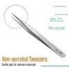 Beaditive High Precision Craft Tweezers 3 Pack - 4.7" Stainless Steel Needle Nose Set for Sewing, Beading & DIY Crafts - Non-Serrated Jewelry Tweezer with Fine Point Tips view 2