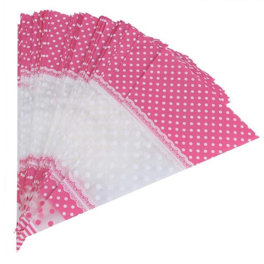 50PCS Cone-Shaped Clear Cellophane Packing Bag with Twist Ties Party Gift Chocolate Sweet Popcorn Candy Bag