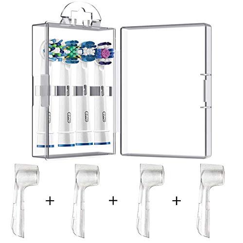 4 Packs Hygienic Protective Cover + 1 Electric Toothbrush Heads Storage Case for Oral B Toothbrush Heads