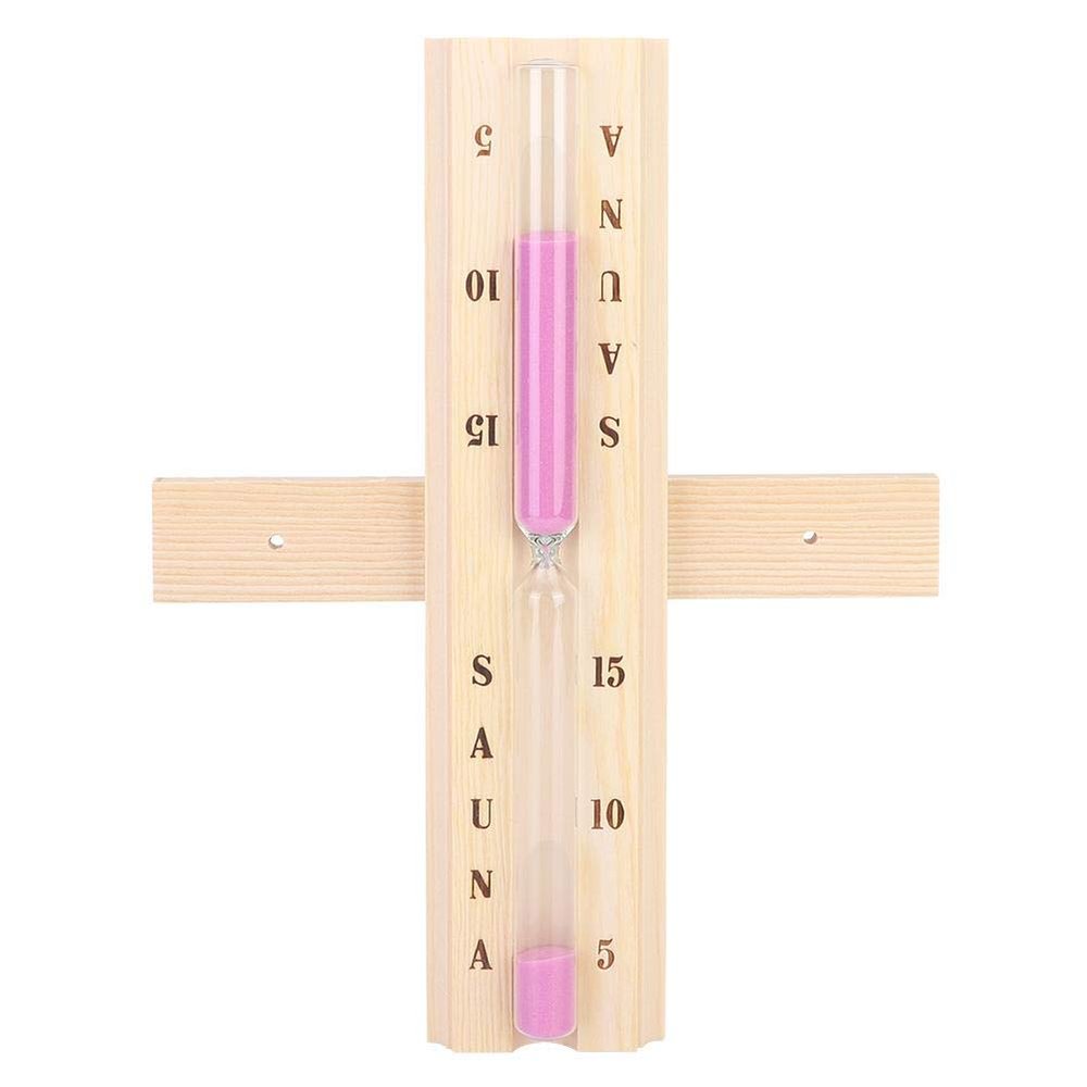 Fdit Wooden Wall-Mounted 15 Minute Sauna Hourglass Clock Sand Timer Clock for Sauna Spa Room Bathroom