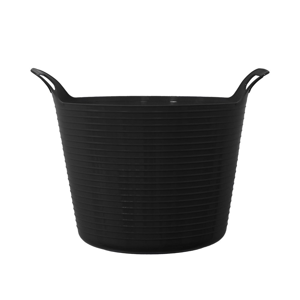 42L 42 Litre Large Eco-Friendly Recycled Flexi Tub - Black - Multi Purpose Robust Flexible Storage Container Bucket, Single Bucket.