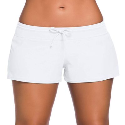 ChinFun Women's Board Shorts Swimswear Bottoms Tankini Swim Bathing Briefs Swimsuit Boardshorts Beach Trunks with Liner, Size Improved-white, XXL