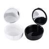 2Pcs Portable Plastic Orthodontic Retainer Case with Round Mirror and Ventilation Holes Personal Denture Storage Boxes Container, Black and White view 1