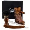 Haryali London Shaving Kit - 3 Pc Wooden Shaving Kit  Professional Cut Throat Razor Kit - Cut Throat Razor - Badger Shaving Brush - Shaving Stand from Wood - Sustainable Gift Set view 2