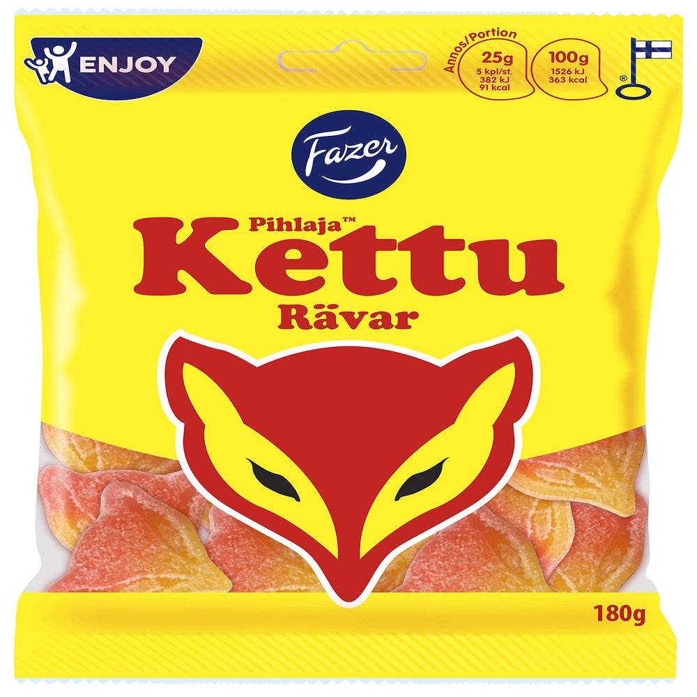 10 x Bags of Fazer Pihlaja Fox Kettu Rvar Vegan Candy Bags